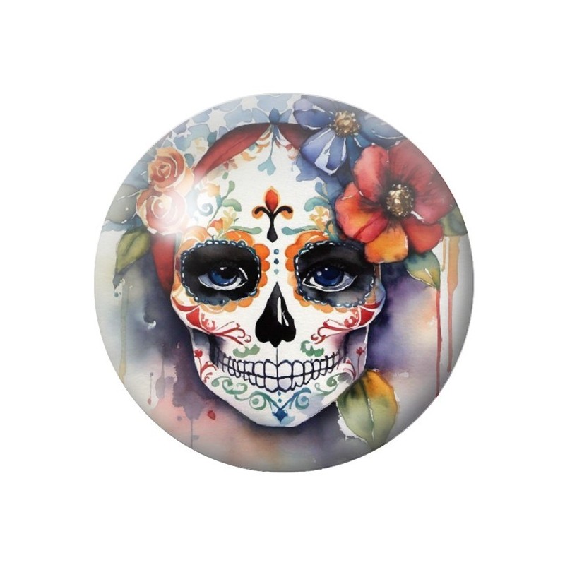 Cabochon en Verre Illustré Calavera Gothique 12 à 25mm
