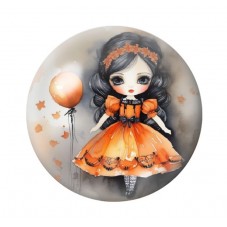 Cabochon en Verre Illustré Petite Fille Gothique 12 à 25mm  pour la Création de Bijoux Fantaisie - DIY