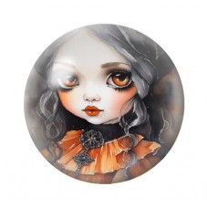 Cabochon en Verre Illustré Petite Fille Gothique 12 à 25mm  pour la Création de Bijoux Fantaisie - DIY