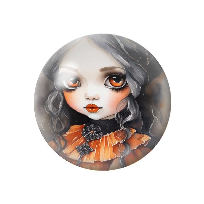 Cabochon en Verre Illustré Petite Fille Gothique 12 à 25mm