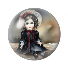 Cabochon en Verre Illustré Poupée Gothique 12 à 25mm  pour la Création de Bijoux Fantaisie - DIY
