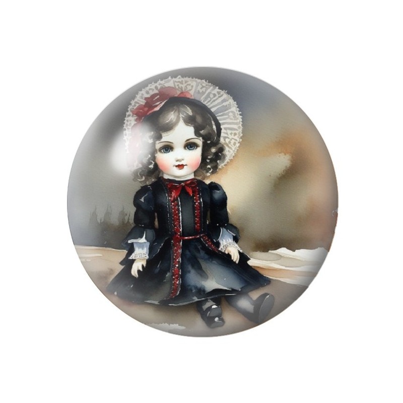 Cabochon en Verre Illustré Poupée Gothique 12 à 25mm
