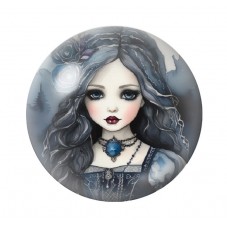 Cabochon en Verre Illustré Jeune Fille Gothique 12 à 25mm  pour la Création de Bijoux Fantaisie - DIY
