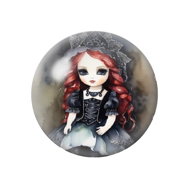 Cabochon en Verre Illustré Poupée Gothique 12 à 25mm