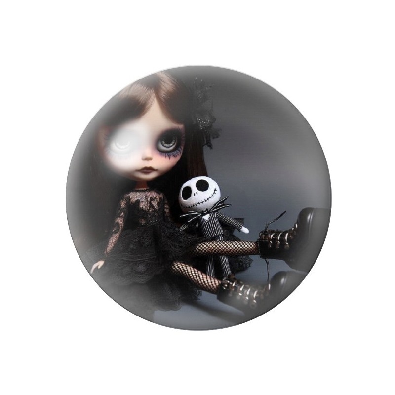 Cabochon en Verre Illustré Poupée Blythe Jack Gothique 12 à 25mm