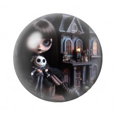 Cabochon en Verre Illustré Poupée Blythe Jack Gothique 12 à 25mm  pour la Création de Bijoux Fantaisie - DIY