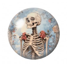 Cabochon en Verre Illustré Squelette Fleurs Gothique 12 à 25mm  pour la Création de Bijoux Fantaisie - DIY