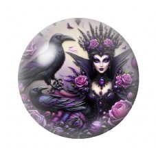Cabochon en Verre Illustré Reine Corbeau Gothique 12 à 25mm  pour la Création de Bijoux Fantaisie - DIY