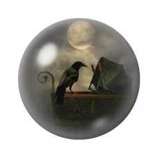 Cabochon en Verre Illustré Corbeau Landau Gothique 12 à 25mm  pour la Création de Bijoux Fantaisie - DIY