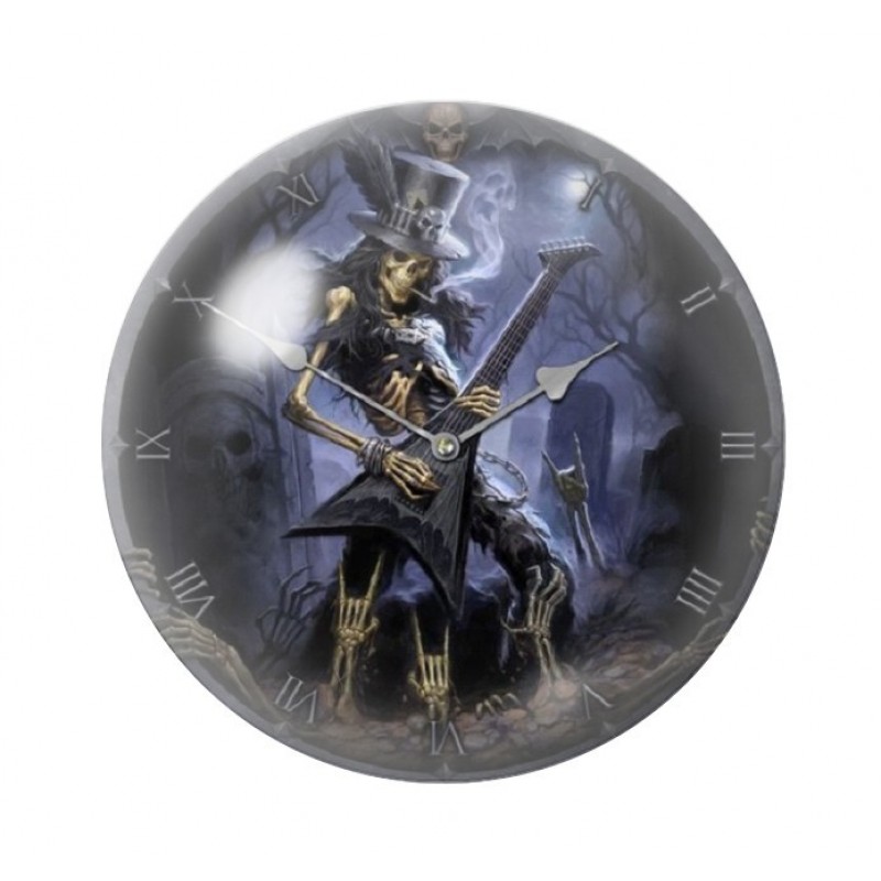 Cabochon en Verre Illustré Horloge Squelette Métal Gothique 12 à 25mm