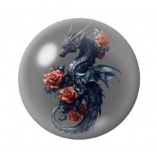 Cabochon en Verre Illustré Dragon Roses Rouges Gothique 12 à 25mm  pour la Création de Bijoux Fantaisie - DIY