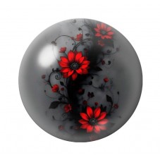 Cabochon en Verre Illustré Fleurs Rouges Gothique 12 à 25mm  pour la Création de Bijoux Fantaisie - DIY
