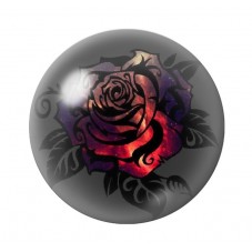 Cabochon en Verre Illustré Rose Rouge Gothique 12 à 25mm  pour la Création de Bijoux Fantaisie - DIY