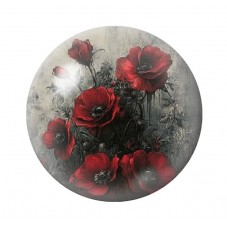 Cabochon en Verre Illustré Coquelicots Gothique 12 à 25mm  pour la Création de Bijoux Fantaisie - DIY