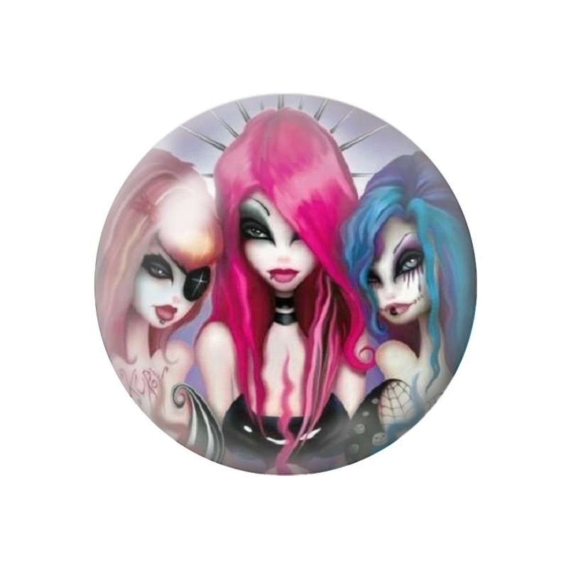 Cabochon en Verre Illustré Femmes Gothique 12 à 25mm