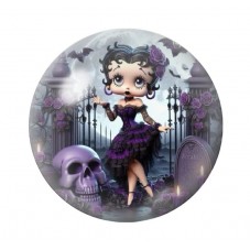 Cabochon en Verre Illustré Betty Boop Gothique 12 à 25mm  pour la Création de Bijoux Fantaisie - DIY