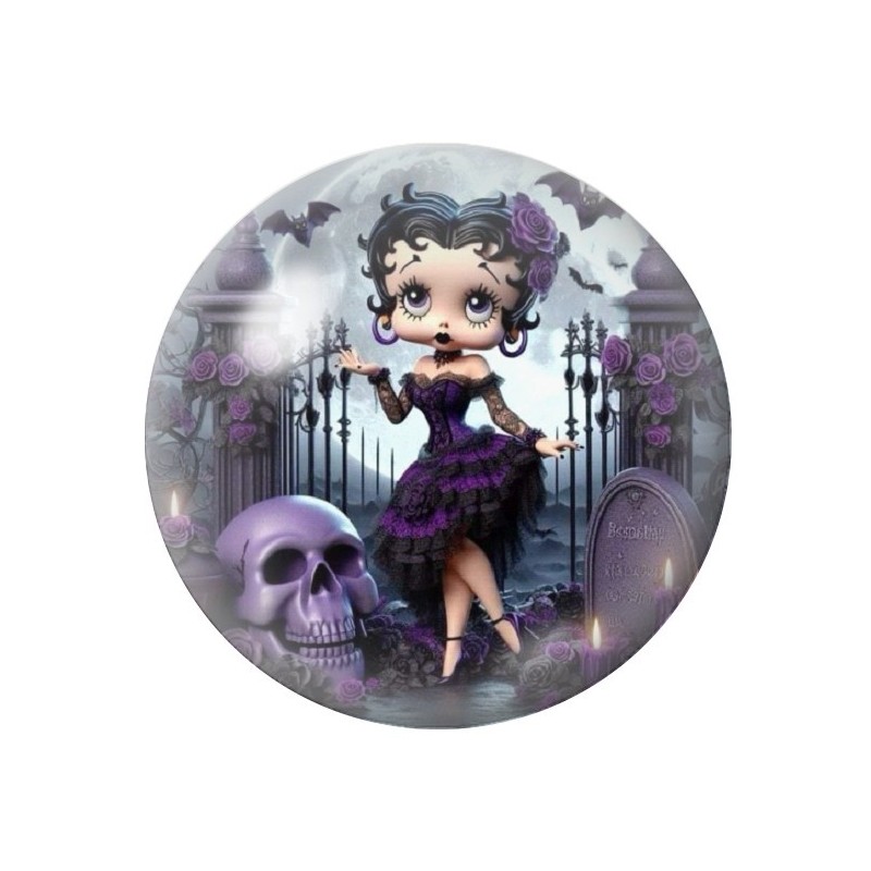 Cabochon en Verre Illustré Betty Boop Gothique 12 à 25mm