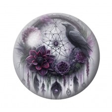 Cabochon en Verre Illustré Attrape-Rêves Corbeau Gothique 12 à 25mm  pour la Création de Bijoux Fantaisie - DIY
