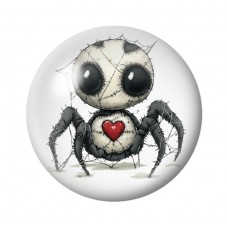 Cabochon en Verre Illustré Araignée Coeur Gothique 12 à 25mm  pour la Création de Bijoux Fantaisie - DIY