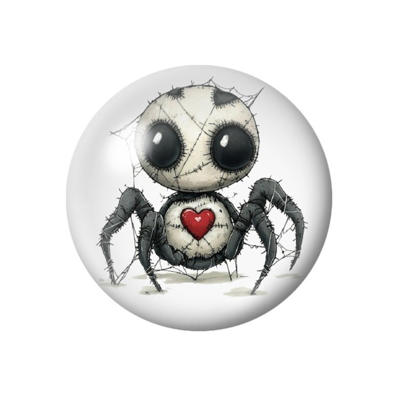 Cabochon en Verre Illustré Araignée Coeur Gothique 12 à 25mm
