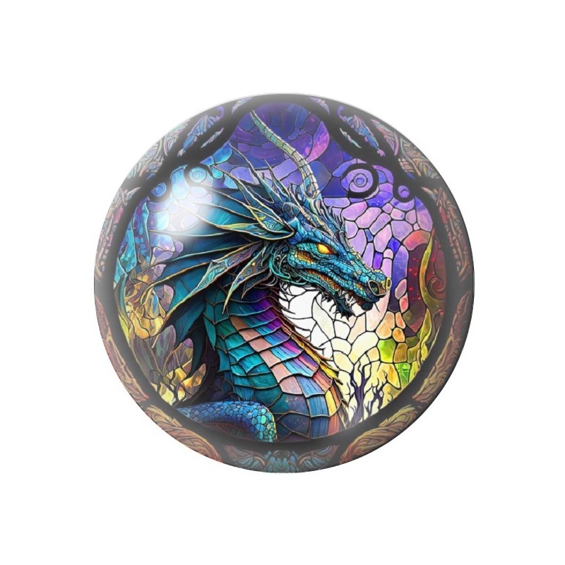 Cabochon en Verre Illustré Dragon Gothique 12 à 25mm
