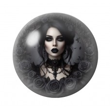 Cabochon en Verre Illustré Femme Gothique 12 à 25mm  pour la Création de Bijoux Fantaisie - DIY
