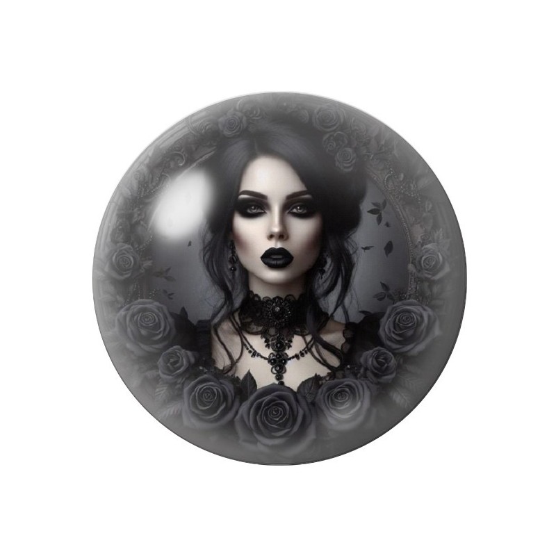 Cabochon en Verre Illustré Femme Gothique 12 à 25mm