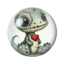 Cabochon en Verre Illustré Dinosaure Gothique 12 à 25mm  pour la Création de Bijoux Fantaisie - DIY