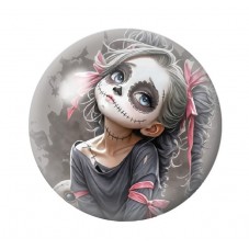 Cabochon en Verre Illustré Petite Fille Gothique 12 à 25mm  pour la Création de Bijoux Fantaisie - DIY