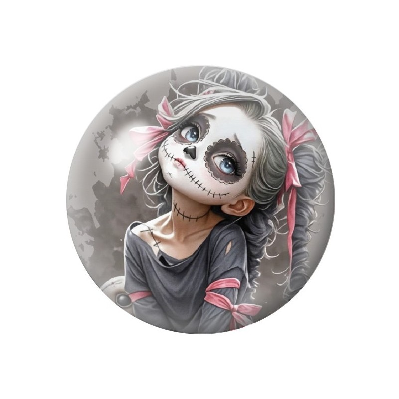Cabochon en Verre Illustré Petite Fille Gothique 12 à 25mm