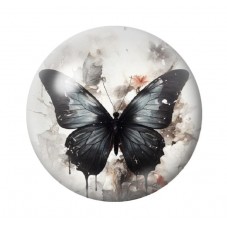 Cabochon en Verre Illustré Papillon Noir Gothique 12 à 25mm  pour la Création de Bijoux Fantaisie - DIY