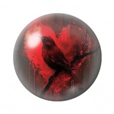 Cabochon en Verre Illustré Corbeau Coeur Gothique 12 à 25mm  pour la Création de Bijoux Fantaisie - DIY