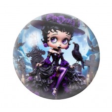 Cabochon en Verre Illustré Betty Boop Gothique 12 à 25mm  pour la Création de Bijoux Fantaisie - DIY
