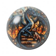 Cabochon en Verre Illustré Dragon Gothique 12 à 25mm  pour la Création de Bijoux Fantaisie - DIY