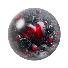 Cabochon en Verre Illustré Coeur Gothique 12 à 25mm  pour la Création de Bijoux Fantaisie - DIY