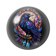 Cabochon en Verre Illustré Corbeau Gothique 12 à 25mm  pour la Création de Bijoux Fantaisie - DIY