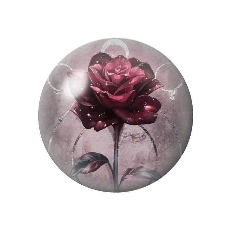 Cabochon en Verre Illustré Rose Rouge Gothique 12 à 25mm