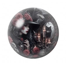 Cabochon en Verre Illustré Femme Loup Gothique 12 à 25mm  pour la Création de Bijoux Fantaisie - DIY