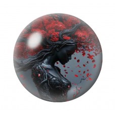 Cabochon en Verre Illustré Femme Arbre Gothique 12 à 25mm  pour la Création de Bijoux Fantaisie - DIY