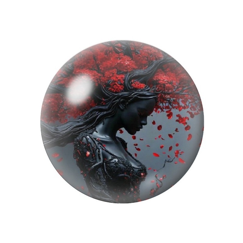 Cabochon en Verre Illustré Femme Arbre Gothique 12 à 25mm
