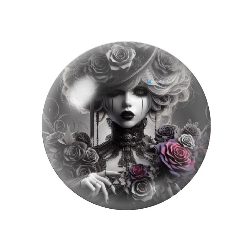 Cabochon en Verre Illustré Femme Gothique 12 à 25mm
