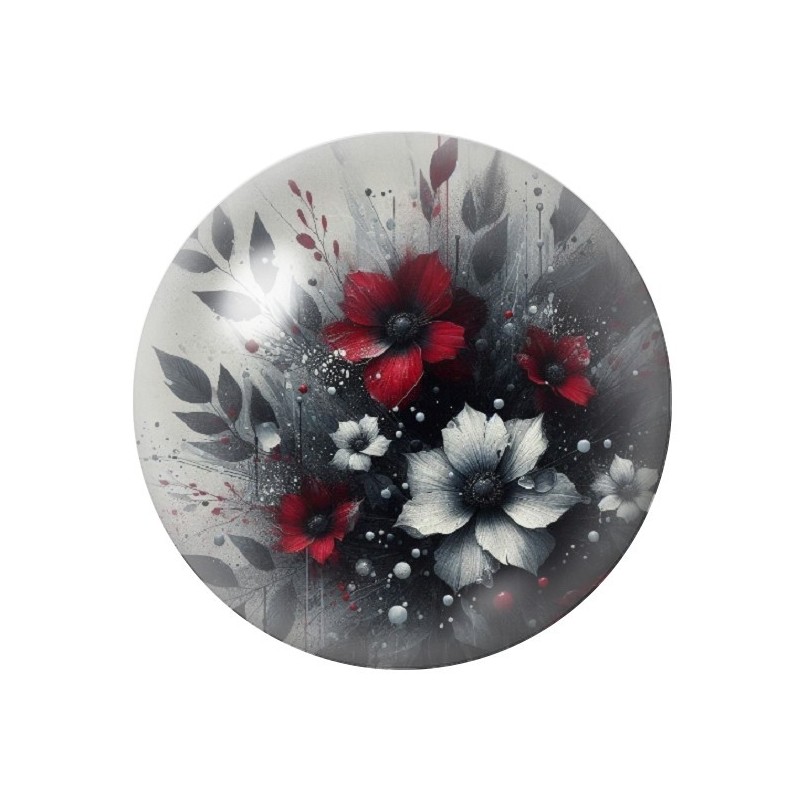 Cabochon en Verre Illustré Fleurs Gothique 12 à 25mm