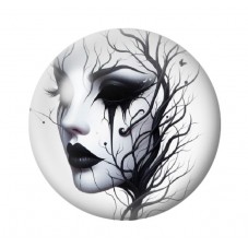 Cabochon en Verre Illustré Visage Femme Gothique 12 à 25mm  pour la Création de Bijoux Fantaisie - DIY