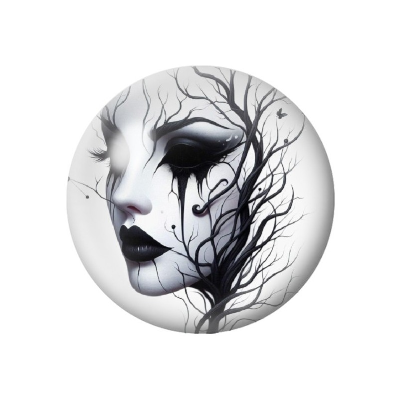 Cabochon en Verre Illustré Visage Femme Gothique 12 à 25mm