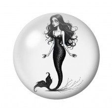 Cabochon en Verre Illustré Sirène Gothique 12 à 25mm  pour la Création de Bijoux Fantaisie - DIY