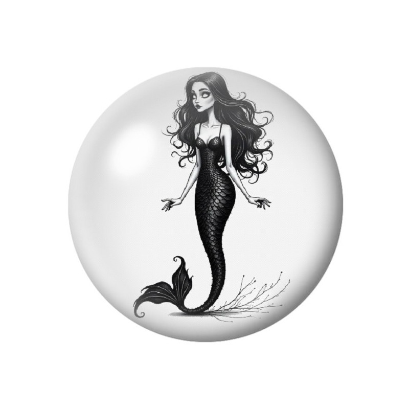 Cabochon en Verre Illustré Sirène Gothique 12 à 25mm