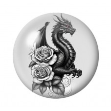 Cabochon en Verre Illustré Dragon Gothique 12 à 25mm  pour la Création de Bijoux Fantaisie - DIY