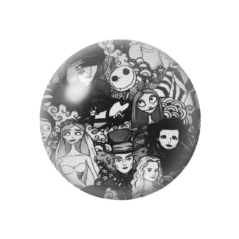 Cabochon en Verre Illustré Jack Gothique 12 à 25mm