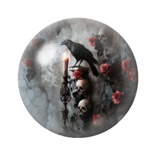 Cabochon en Verre Illustré Corbeau Têtes de Mort Gothique 12 à 25mm  pour la Création de Bijoux Fantaisie - DIY