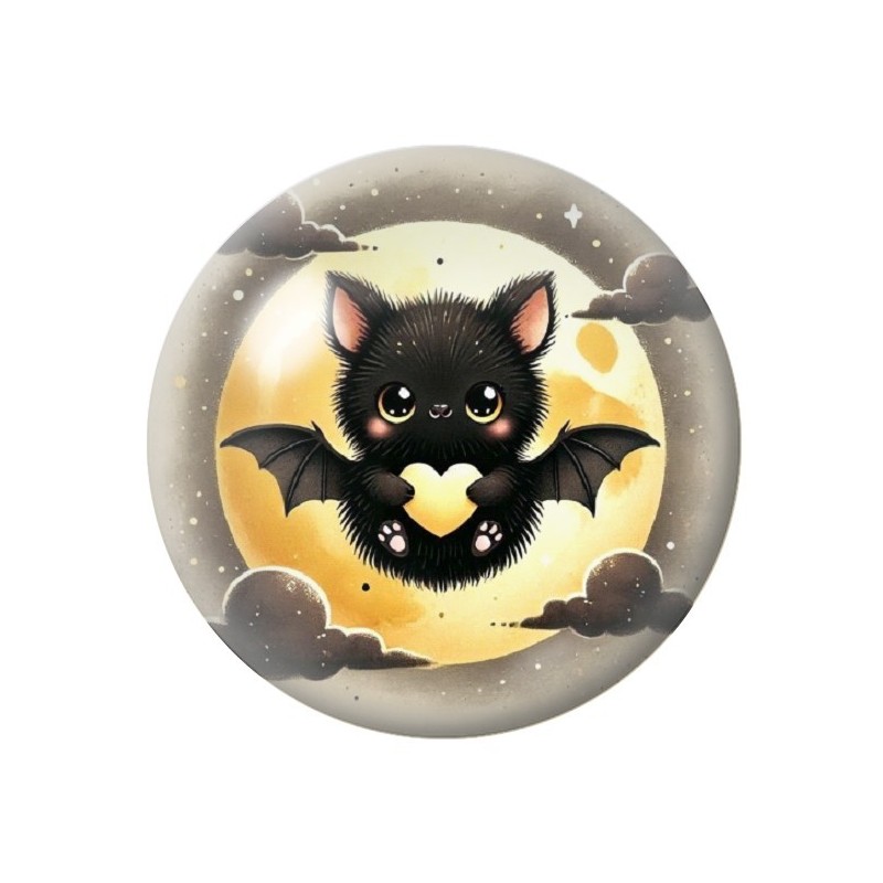 Cabochon en Verre Illustré Chauve-Souris Coeur Gothique 12 à 25mm
